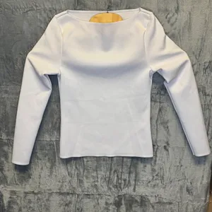 1953 | Abercrombie‎ & Fitch Matte Jersey Boatneck Long Sleeve Top White Women M thumbnail 3
