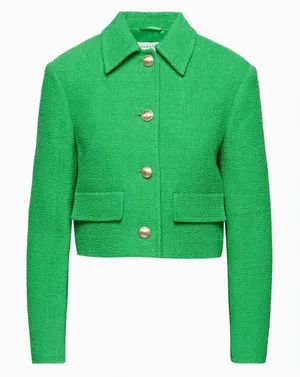 ARITZIA BABATON Green Tweed Frances Jacket In Vibrant Green Tweed Size XS‎ thumbnail 1