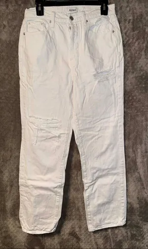 Pistola high rise white distressed button fly bootcut jeans size 27 #751 thumbnail 1