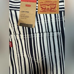 Levi’s Navy White Striped Jeans Straight Leg 30 NWT Coastal Summer thumbnail 4