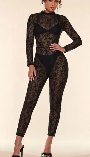 Lace Catsuit Black Size M thumbnail 1