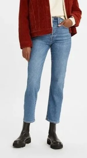 Levi's Wedgie Straight Jeans Medium Wash Blue Womens 24 High Rise Baggy Relaxed thumbnail 1