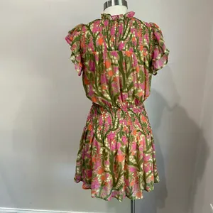 Entro Saturday In The Park Floral Mini Smocked Dress Size Small thumbnail 4
