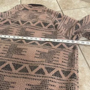 Carhartt Womens Mauve Geometric Fleece Snap Pullover XL 16/18 EUC Relaxed Fit thumbnail 3