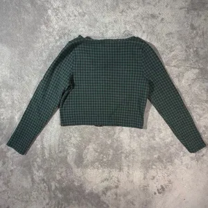 Madewell Medium Dark Green Black Gingham Cropped Button Front Top Holiday Grunge thumbnail 7