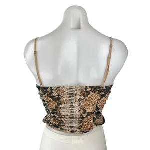AFRM Womens Brown Snakeskin Sleeveless Cami Camisole Ruched Crop Tank Top Size M thumbnail 2
