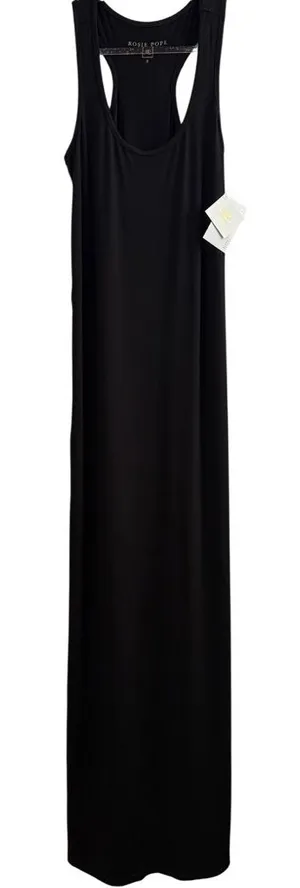 NWT Rosie Pope Black‎ Racerback Maternity Long Maxi Dress Size Small thumbnail 1