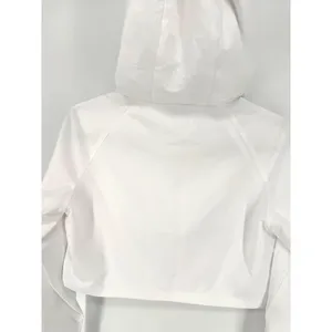 Gymshark Hoodie Windbreaker Cropped Oversized XS White Logo Pouch Pocket Active thumbnail 7