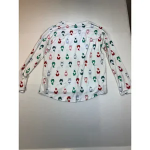 JoySpun Womens Pajama Set M Christmas Holiday Gnomes Long Sleeve Loungewear thumbnail 3