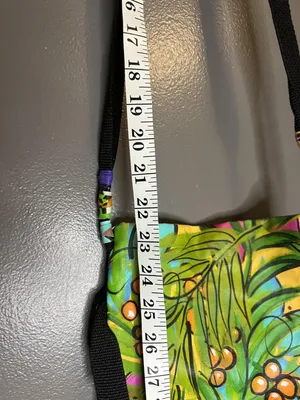 Linda Rovolis Crossbody Bag Womens Small Multicolor Canvas Tropical Hand Painted thumbnail 5