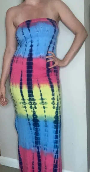 Heart & Hips Bodycon Tie-Dye Maxi Tube Dress Size Large thumbnail 1