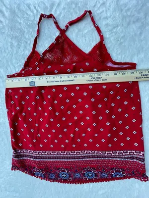Crave Fame Red‎ Printed Spaghetti-Strap Camisole thumbnail 5