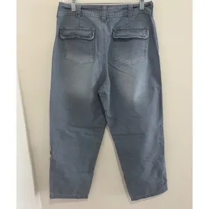 Free People Cleo Washed Chino‎ Pants Gray Roll Tab Hem Size 6 Small thumbnail 8