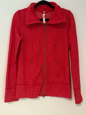 Lululemon Daily Yoga Jacket Reversible Slub Denim Love Red Size 6 RARE thumbnail 1