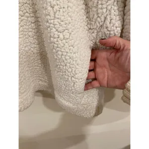 Aerie Fuzzy Fluffy Soft Pullover Warm Quarter Zip Sweater Cream Women's Small thumbnail 14