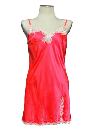 Victoria's Secret Vintage 90s Satin Lace Nightie Hot Pink Large thumbnail 1