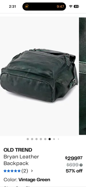 Old Trend Bryan Leather Backpack Green thumbnail 3