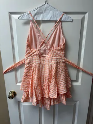 Orange and white checkered romper Size M thumbnail 2