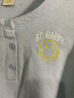 Cute & Paste 'Be Happy' Light Blue Henley Sweatshirt Size undefined thumbnail 3