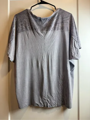 Project Social T Light Gray V-Neck Short Sleeve Tee Linen & Cotton Blend Size L‎ thumbnail 2