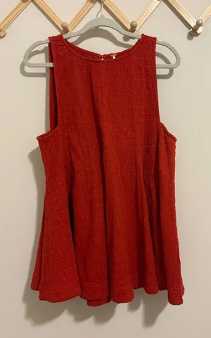 NWT Free People Red/Orange Textured Mini Dress size Medium thumbnail 1