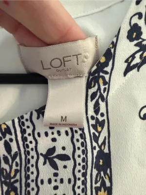 LOFT White Dress with Black Bandana Print thumbnail 2