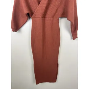 Petal + Pup Knit Sweater Midi Dress Size 2 Rust Terracotta V Neck Long Sleeve thumbnail 4