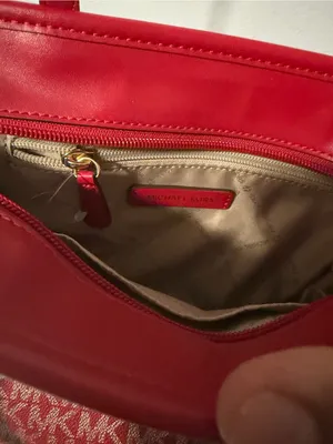 Michael Kors Pink-Red Signature Tote Satchel thumbnail 8