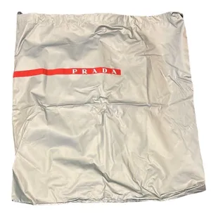 Prada Silver Drawstring dust Bag with Red logo Accent thumbnail 1