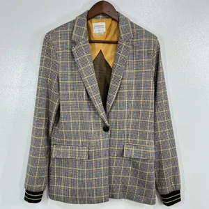 Summum Woman Amsterdam‎ Luxury Jersey Plaid Blazer Jacket Gold Stripe Cuff Small thumbnail 3