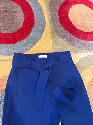 Aritzia Wilfred Feuille Pant Blue Belt Tie Trouser High Waisted Cropped Size 6 thumbnail 3