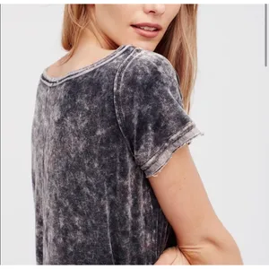 Free People Doran Velvet Grey Short Sleeve Tunic Top‎ Oversized Size Small thumbnail 5