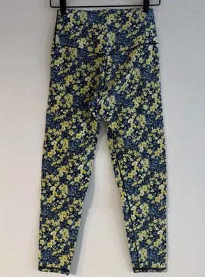 Aerie Real Me 7/8 Hi Rise Legging L Blue & Yellow Floral thumbnail 4