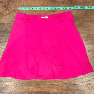 Anthropologie Maeve Ruffle Front Textured Fabric Fuchsia Lined Skirt thumbnail 10