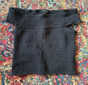 Ann Taylor smocked, off-the-shoulder knit top thumbnail 1