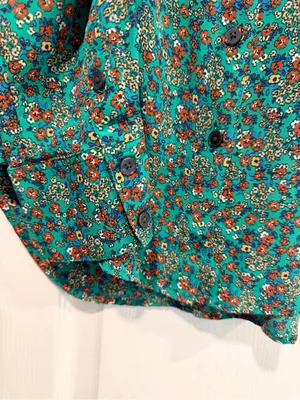 Boden Size 6 Green Floral Button Front Silk Shirt Blouse Green Ditsy Print thumbnail 3