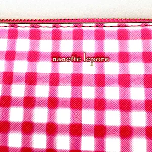 Nanette Lepore Purse Pink Plaid Baguette Bright Small No Shoulder Strap Preppy thumbnail 2