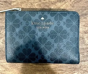 kate spade Black Floral Zip-Around Card Wallet thumbnail 1