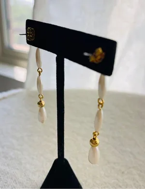 Vintage artificial pearls dropped earrings thumbnail 3