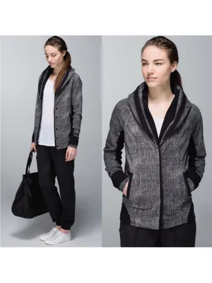 Lululemon To Class Jacket‎ French Terry Texture Black Dune Jacket Size 8 thumbnail 2