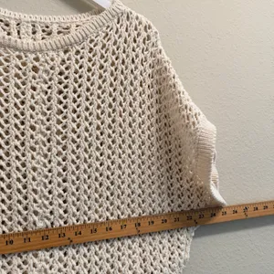 Free People Sophia Sweater Cream Crochet Open Chunky Knit Cotton Size Small thumbnail 12
