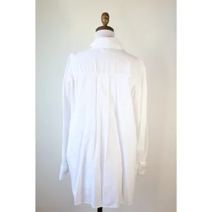 ZARA White Button Down Shirt Cotton Tunic Basic French Cuff Minimalist Small thumbnail 2