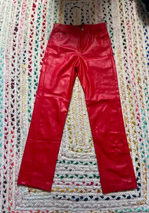 ZARA Red Leather Pants thumbnail 4