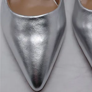 Naturalizer Women's Pumps Size 8.5M Silver Metallic Leather Pointed Toe Heels thumbnail 15
