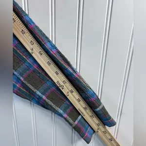 Antropologie Pilcro Women Olive Plaid Shirt with Blue Stripes Size S. thumbnail 6