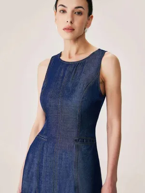 RIHAOS Blue Sleeveless Pocket Mini Dress 47 thumbnail 4