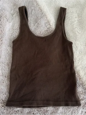 Brandy Melville Brown Ribbed Tank Top thumbnail 3