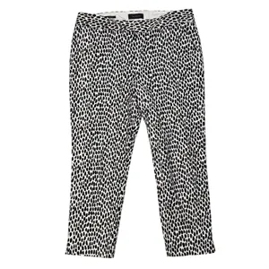 Talbots 14 Dalmatian Print Slim Crop Pants Black‎ White Animal Textured Trouser thumbnail 2