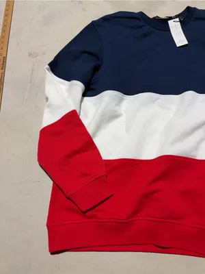 Eleven Paris NWT Tanner Colorblock Crewneck sweatshirt Navy White Red large thumbnail 2