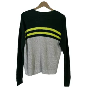 American Eagle Colorblock Striped Crewneck Sweater Green Grey Yellow Size S thumbnail 5